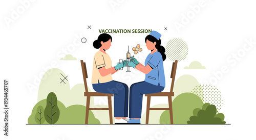 Nurse Administering Vaccine to Patient, Healthcare Vaccination Session