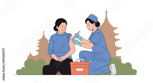 Nurse Administering Vaccine to Patient, Immunization and Healthcare Concept