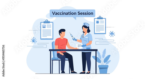 Nurse Administering Vaccine to Patient, Medical Vaccination Session