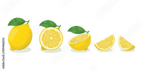 A visual representation of a lemon being progressively sliced into wedges