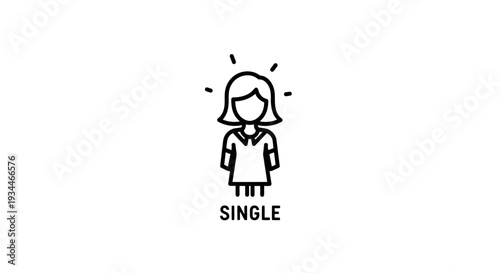 Black line drawing of a single woman with a surprised expression