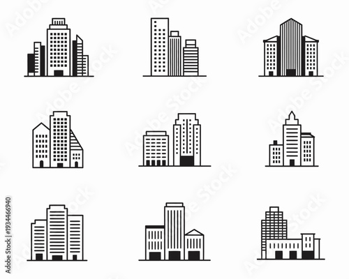Nine distinct architectural styles depicted through stylized city buildings.
