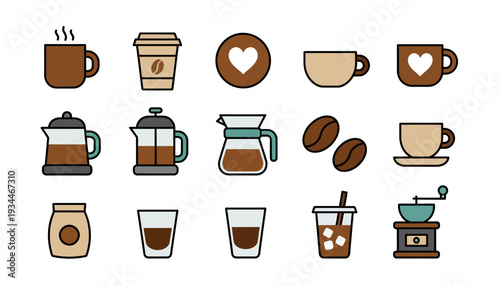 flat vector icon collection a cup of coffee