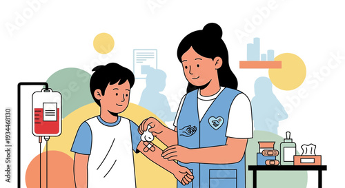 Nurse Administering Medical Treatment to Child Patient with IV Drip