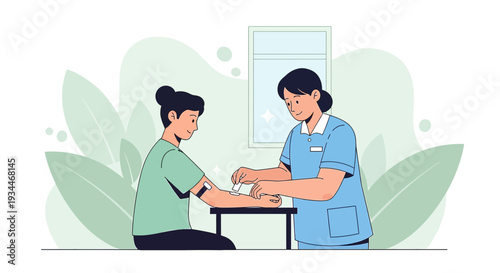 Nurse Administering Medical Injection to Patient in Clinic - Healthcare Illustration