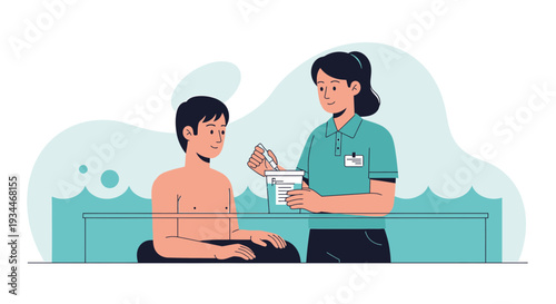 Nurse Administering Medical Treatment to Patient Illustration