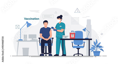 Nurse Administering Vaccine Injection to Patient in Medical Office