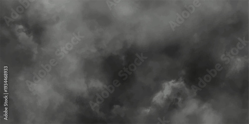 Abstract dark gray smoke cloud texture background.  Gray aquarelle painted realistic fog or mist smoky textured canvas design. Fog or smoke isolated transparent special effect. 