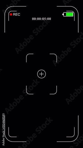 Wallpaper Mural Camera Recording Screen Overlay With Alpha Channel. Camcorder Video Camera Interface Display Black Background. Vertical Video Torontodigital.ca