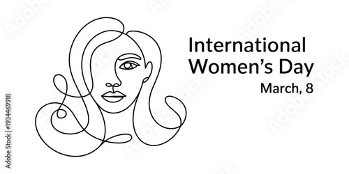 Elegant continuous line art for international women's day