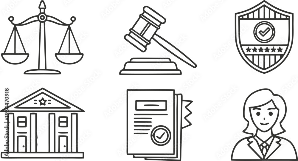 Fototapeta premium Legal Ethics and Professional Conduct Icons Vector. Management icon collection. Vector illustrator. Business and management line icons set.