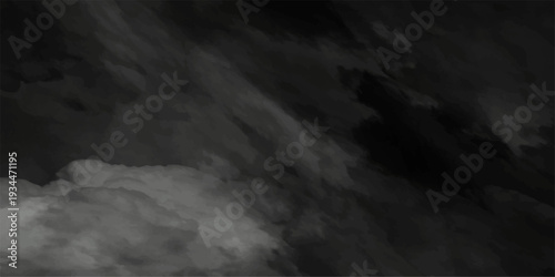 Abstract dark gray smoke cloud texture background.  Gray aquarelle painted realistic fog or mist smoky textured canvas design. Fog or smoke isolated transparent special effect. 
