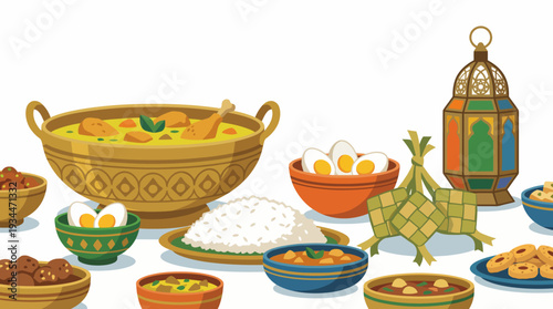 Assorted Middle Eastern Dishes and Lantern