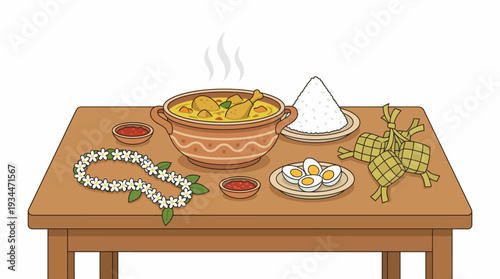 Traditional Indian Food on Wooden Table