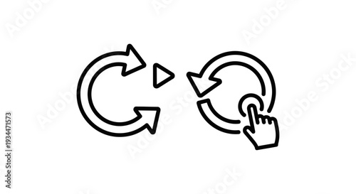 Loop control and loop button icons, representing repetition and user interaction with circular arrows