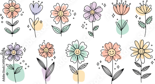 Spring flower collection with blooming floral elements pastel colors and fresh seasonal vibes
