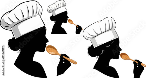 Set of 3 chef silhouettes vector