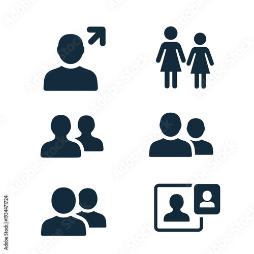 Social Icon Set: A collection of various social icons in a minimalist design, each conveying different aspects of connection and interaction. It's a visual vocabulary for the digital age.