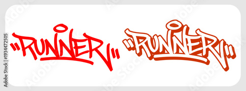 Professional Runner Graffiti Tag Illustration in Red Outline for Athlete Branding.