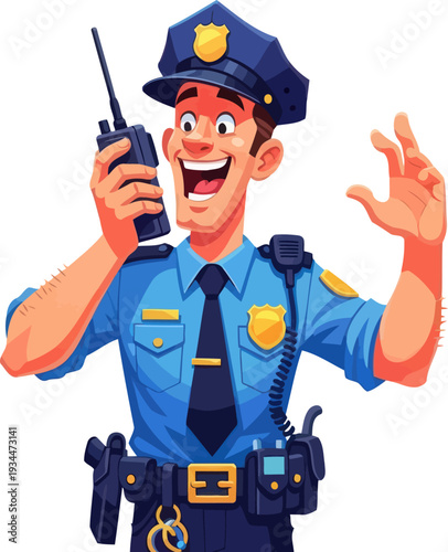 Law enforcement officer using radio for communication