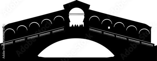 Classic venetian style stone bridge silhouette with ornate balustrades