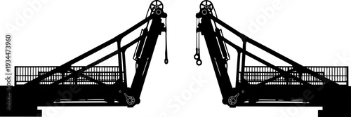 Drawbridge silhouette showing the opening mechanical gears