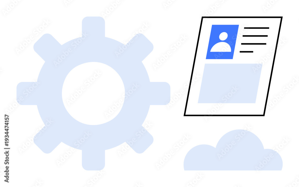 Obraz premium Profile management. Profile icons linked to user data management and cloud storage. Profile design, digital user experience, and technology interface. Topics include technology, data storage, cloud