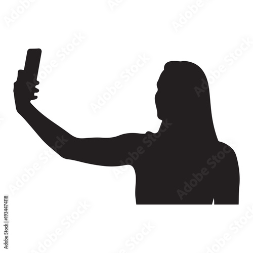 Silhouette of a person taking a selfie with a smartphone device