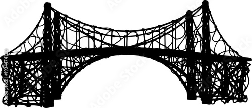 Intricate organic woven structure bridge silhouette