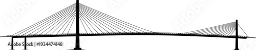 Long multi span cable stayed bridge silhouette profile