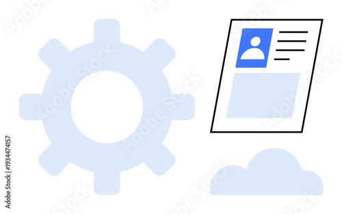 Profile management. Profile icons linked to user data management and cloud storage. Profile design, digital user experience, and technology interface. Topics include technology, data storage, cloud
