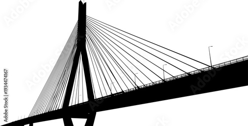 Low angle cable stayed bridge silhouette