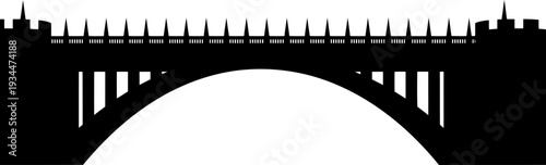 Medieval castle bridge silhouette with defensive spikes