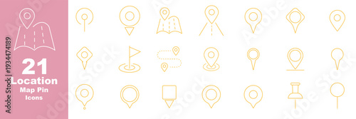 Route web icons in line style. Navigation, location, route map, traffic, pin, collection. Editable stroke. Vector illustration. Minimal map marker outline icons location pin vector. destination map pi