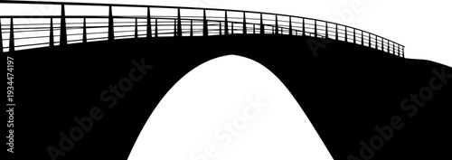 Minimalist arch bridge silhouette with thin railing details