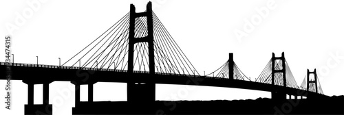 Multi-span cable-stayed bridge silhouette with repeating pylon towers