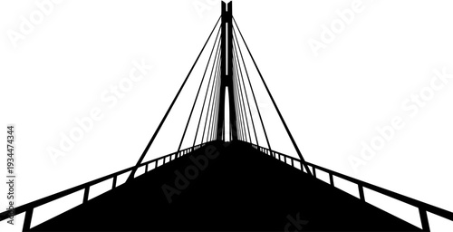 Perspective view looking up bridge cables