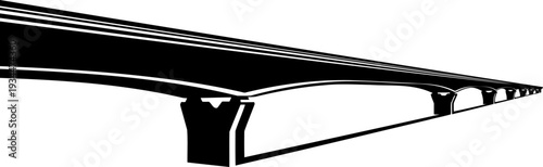 Perspective view of a long modern concrete viaduct highway