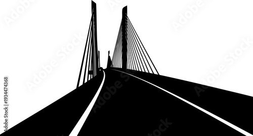 Pov perspective of driving on a cable-stayed bridge