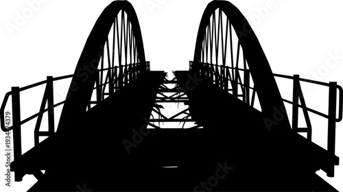 Ruined bridge silhouette with broken stone arches