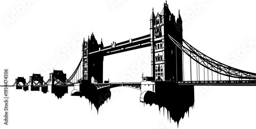Tower bridge london silhouette landmark illustration