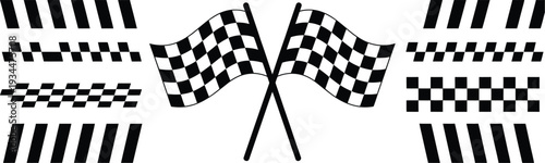 crossed checkered racing flags vector finish line motorsport icon