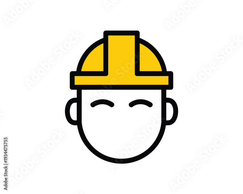 Construction worker wearing a safety hard hat with a relaxed expression