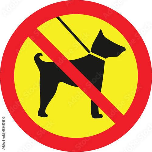 Wallpaper Mural No dogs allowed sign with dog silhouette on leash in red circle Torontodigital.ca