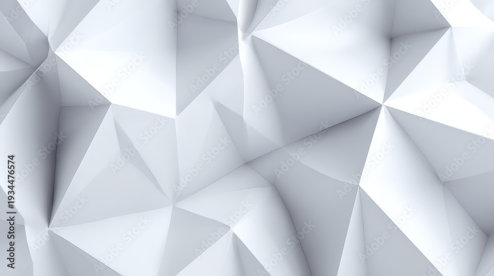 Obraz premium Abstract White Polygon Surface with Geometric Triangle Pattern and Sharp Edges in Light Background for Modern Design and Architectural Visualization