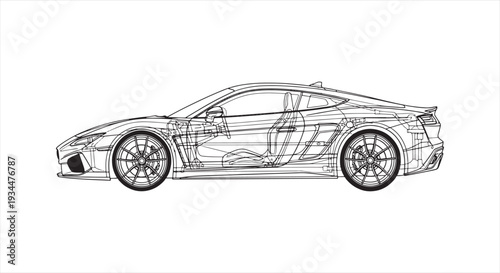 Vehicle Mechanical Blueprint – Automotive System CAD Technical Drawing