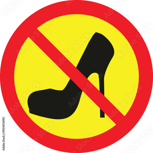 No high heel shoe sign for no shoes allowed policy