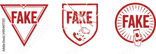FAKE Communication Stamp Vector Set | Triangle, Shield, and Circular Phone Scam Icon mega Bundle.