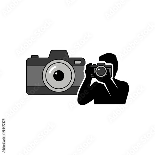 Photographer Silhouette Capturing Image with DSLR Camera, Professional Photography Concept