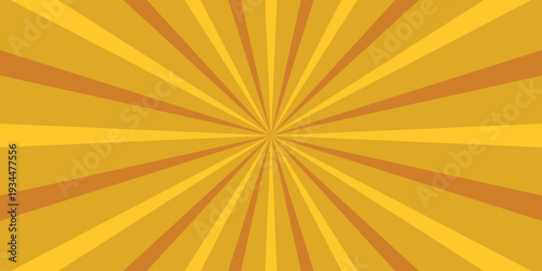 Golden Yellow and Orange Sunburst Radial Burst Background with Alternating Stripes and Bright Center